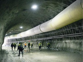 Elected officials and media toured of the Confederation Line Light Rail Train tunnel construction Monday, August 11, 2014.  (Darren Brown/Ottawa Citizen)