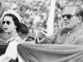 H.R.H. QUEEN ELIZABETH II AND ROYAL CONSORT, PRINCE PHILIP DURING A TOUR OF CANADA, VISIT THE CALGARY STAMPEDE, IN JULY, 1959.