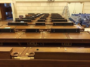 New benches for MPs slated for installation in the re-configured House of Commons