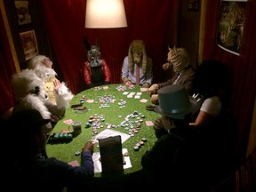 Leah Bartlett’s live-action performance of that icon of the low arts, dogs playing poker, at Nuit Blanche Ottawa-Gatineau 2015.