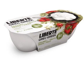 Liberté's new seedy yogurt comes in Strawberry or Pineapple & Banana.