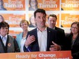 NDP candidates (from left): Francoise Boivin (Gatineau), Nycole Turmel (Hull-Aylmer), Paul Dewar (Ottawa Centre), Mathieu Ravignat (Pontiac) and Emilie Taman (Ottawa Vanier) presented the NDP agenda for the public service at Ms. Taman's  downtown Ottawa headquarters Tuesday, Sept. 29, 2015.