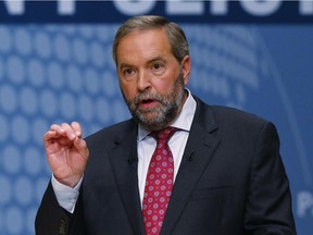 New Democratic Party Leader Thomas Mulcair participates in the Munk Debate on Canada's foreign policy in Toronto, on Tuesday, September 28, 2015.