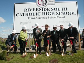 Marcello Bottiglia, second from right, joins other school officials and area politicians at a groundbreaking ceremony in 2008.