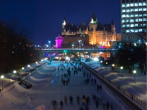 Rideau Canal at night during Winterlude.