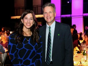 Stacy Goldstein, co-chair of the kickoff event at Centrepointe Theatre for the Jewish Federation of Ottawa's annual campaign, with Doug Feasby, vice president of title sponsor TD Bank, on Wednesday, September 9, 2015.