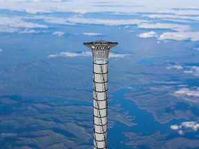 The final part of the 20km-tall space elevator platform patented by Thoth Technology of Pembroke, Ont. is shown in this artist's concept.