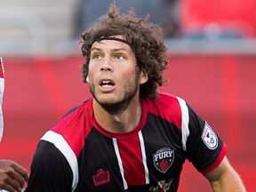 Tom Heinemann, seen in a file photo, scored two goals to lead the Ottawa Fury attack in a 3-1 win over host Carolina.