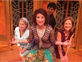 From left to right Janet Martin (Iowa Housewife) Michelle E. White, in rear (Professional Woman) Jayne Lewis, right (Soap Star) Nicole Robert, front centre bending (Earth Mother).

PHOTO CREDIT: Seth Greenleaf
