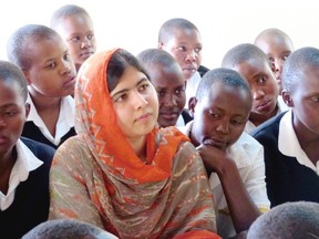 Malala Yousafzai is shown with students at the Kisaruni Girls School in Massai Mara, Kenya.