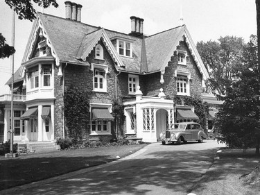 A 1947 Austin Princess adorns the driveway in front of 24 Sussex Dr. in this photo taken during Canada's centennial, 1967.