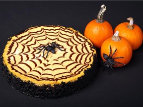 A pumpkin-chocolate halloween cheesecake is photographed in the Ottawa Citizen studio Friday October 23, 2015. (Darren Brown/Ottawa Citizen)