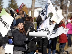 Quebec public sector members, including teachers, are taking rotating demonstrations and pickets.