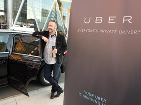Businessman Brett Wilson helped promote Uber in Calgary after the U.S.-based company launched its service in the Alberta city this month.