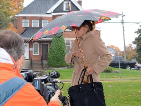 Pembroke dentist Christy Natsis arrives at the Pembroke courthouse on Tuesday for the first day of her sentencing hearing. Natsis was found convicted in May of dangerous driving causing death and impaired driving causing death in a 2011 collision near Arnprior killed Bryan Casey.