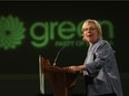 Green Party Leader Elizabeth May speaks to volunteers, campaign staff and supporters on election night.