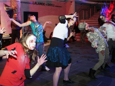 Flash mob dancers performed Michael Jackson's Thriller at the Halloween-themed ARTinis, an annual benefit soirée for the AOE Arts Council, held at the Shenkman Arts Centre on Thursday, October 29, 2015.