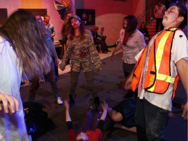 Flash mob dancers performed Michael Jackson's Thriller at the Halloween-themed ARTinis, an annual benefit soirée for the AOE Arts Council, held at the Shenkman Arts Centre on Thursday, October 29, 2015.