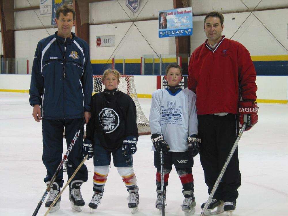 Jeff Chychrun with his son Jakob, and Logan Brown with his dad Jeff.