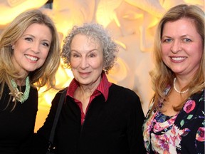 From left, Elmwood School alumna Catherine Clark with special guest and celebrated Canadian author Margaret Atwood and Elmwood School headmistress Cheryl Boughton at the centennial anniversary gala of the all-girls school, held Saturday, October 3, 2015, at the Canadian Museum of History.