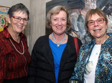 From left, Jane Panet with Jo-Anne Stead and Lee Farnworth at a private event held Wednesday, October 28, 2015, for The Match International Women's Fund to honour its patron, Shirley Greenberg.