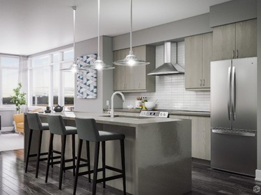 Standard features include granite counters, hardwood and stainless-steel appliances.
