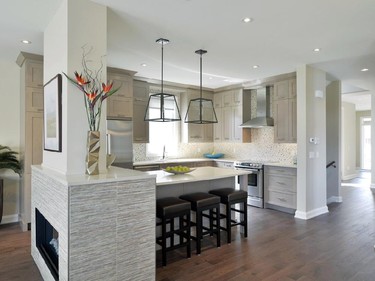 Deslaurier Custom Cabinets, HN Homes and Leonhard Vogt Design won in the category of production kitchen, 160 sq. ft. or less, for the monochromatic kitchen in the Aston single-family home.