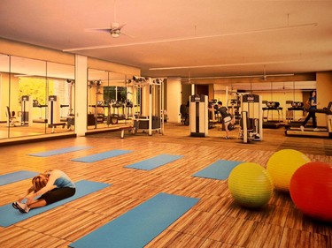 Amenities include a generous-sized fitness centre.