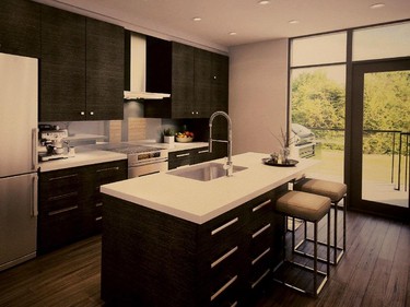 Uptowne towns feature designer kitchens with islands, granite or quartz counters and a stainless-steel hood fan.
