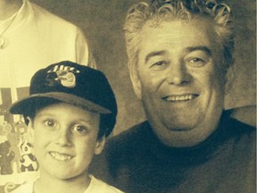 Jeremy Roberts as a youngster, with Max Keeping, at a photo shoot for the CHEO telethon, 1998.