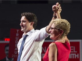 File photo of Prime Minister Justin Trudeau and Ontario Premier Kathleen Wynne.