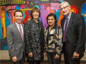 (L to R) Alex Munter, President and CEO, CHEO, Dr. Kathleen Pajer, Chief of Psychiatry, Department of Psychiatry, CHEO, Dr. Smita Thatte, Clinical Director of the Youth Psychiatry Program, The Royal, and George Weber, President and CEO of The Royal,  as the Children‚Äôs Hospital of Eastern Ontario and The Royal have developed a 2015-2020 Strategic Plan for their specialized psychiatric and mental health services that are relied on by thousands of children and youth in Eastern Ontario, Nunavut and Western Qu¾©bec. The demand for mental health treatment has dramatically grown in recent years  including emergency, inpatient, outpatient and community care.