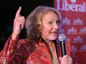 Liberal candidate Karen McCrimmon in her victory speech Monday night.