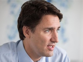 Liberal leader Justin Trudeau during a stop in London, Ont.