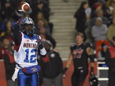 Montreal Alouettes quarterback Rakeem Cato throws downfield against the Ottawa Redblacks during first half CFL action.