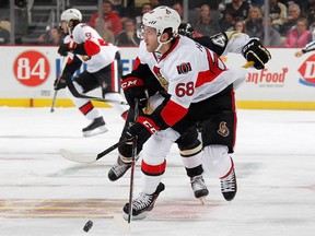 Mike Hoffman, who led the team in goal-scoring as a rookie, is making the most of his opportunity on the No. 1 line to start the 2015-16 campaign.