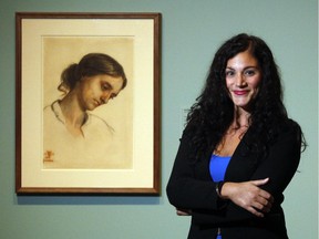 Sonia Del Re stands in front of a piece featured in Beauty Awakening, British drawings of the 19th century, a new exhibition she's curated at the National Gallery Tuesday October 06, 2015.