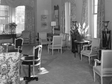 The drawing room at 24 Sussex Dr., 1951.