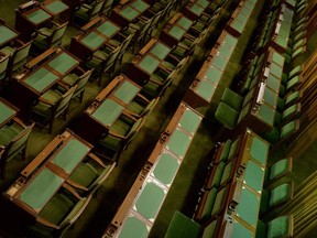 Squeezing in the seats: The House of Commons goes from 308 to 338 seats with the new Parliament. Here's what the back rows of the House of Commons will look like.