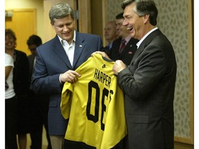 Prime Minister Stephen Harper and Gary Doer, then premier of Manitoba, in 2006.
