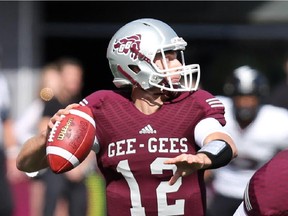 University of Ottawa Gee-Gees quarterback Derek Wendel, seen in a file photo, threw for a season-low 203 yards against Western.