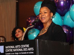Writer and director Djanet Sears at the National Arts Centre on Friday, October 23, 2015, for the opening night party for The Adventures of a Black Girl in Search of God.