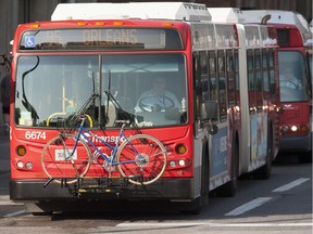 OC Transpo bus with a bike rack.