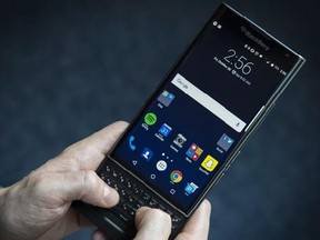 The Blackberry Priv is shown in Toronto, Friday, Oct. 30, 2106. THE CANDIAN PRESS/Graeme Roy