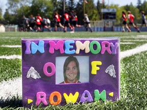 OTTAWA, ON: MAY 17, 2013 --A tibute was made for Rowan Stringer at the Minto Sports Field at the University of Ottawa, May 17, 2013. Rowan died of her injuries while playing rugby in Ottawa.