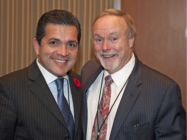 Costa Rican Ambassador Roberto Carlos Dormond Cantu took part in the Kanata tech part tour. He’s shown here with tech mogul Terrence Matthrews.