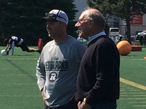 Russ Jackson joined Redblacks head coach Rick Campbell at a team practice on June 3.