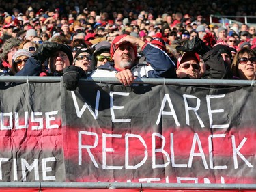 Fans watching the East Conference Finals opposing the Ottawa Redblacks against the Hamilton Tiger-Cats at TD Place in Ottawa, November 22, 2015.