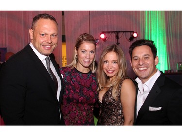 From left, Andre Schad and his wife, Chantal Biro-Schad, owners of exclusive fashion stores on Sussex Drive, with Lindsay Finkelstein and her husband, Harley Finkelstein, chief platform officer at Shopify, at the Ashbury Ball held at Ashbury College in Rockcliffe Park on Saturday, November 7, 2015.