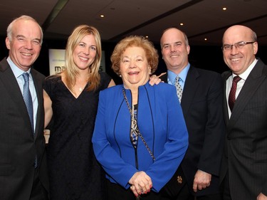 From left, Andreas Mrak with his sister, Liza Mrak, mother Margaret Mrak, brother Vincent Mrak and brother Michael Mrak from the family-owned Mark Motors of Ottawa, recipients of Outstanding Small Business Philanthropist at the 21st Annual AFP Ottawa Philanthropy Awards held at the Shaw Centre on Thursday, November 19, 2015.
